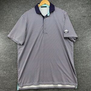 Greyson‎ Dallas National 2002 Golf Polo Mens Large Navy Geometric Monogram Print